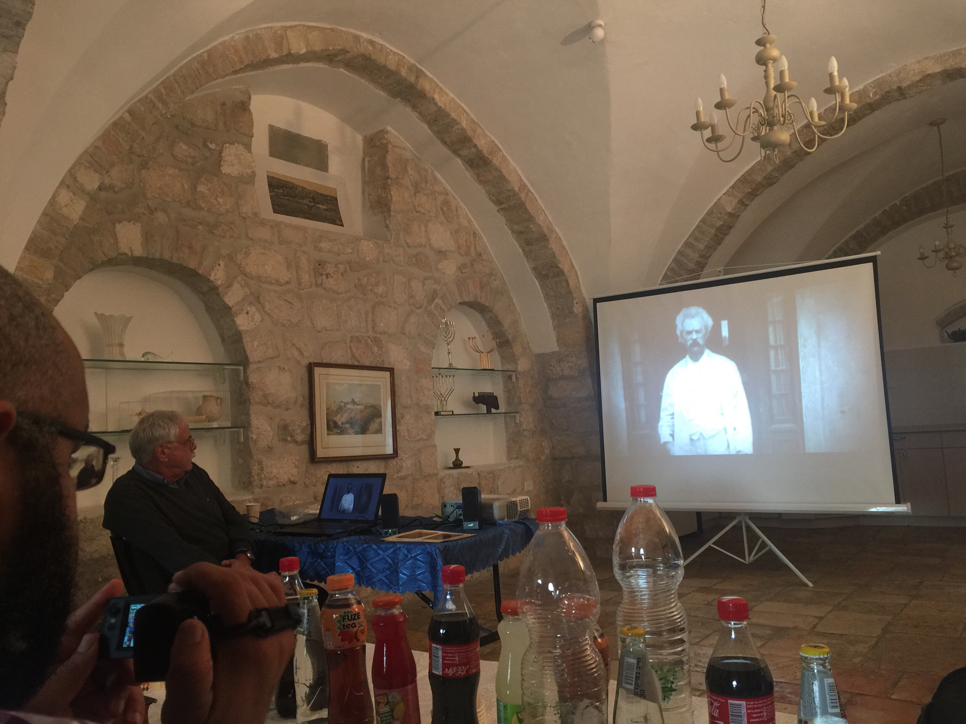 Rebekah Stevens in Israel: Visiting the Mark Twain museum in Israel, at the hotel where Mark Twain stayed over a century ago