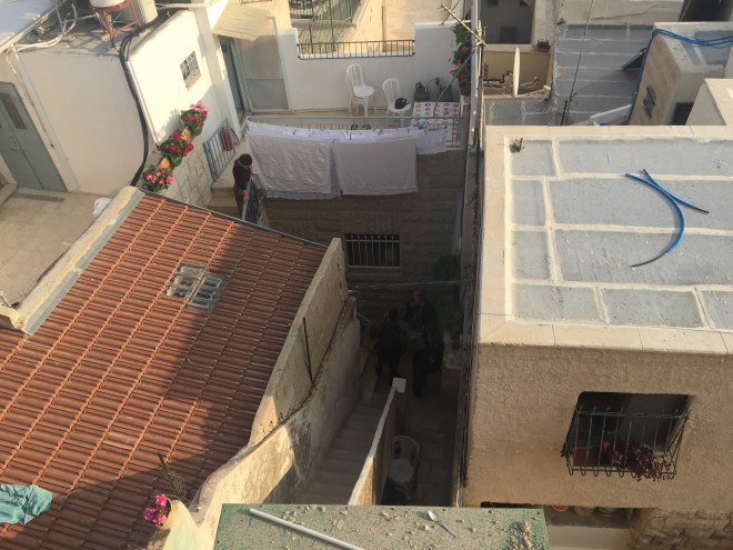 Rebekah Stevens in Israel: Israeli soldiers visit Muslim woman in Muslim quarter.